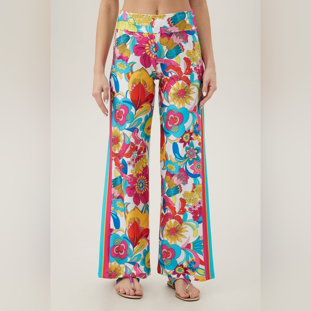 TRINA TURK FONTAINE HIGH WAISTED COVERUP PANTS MEDIUM - Picture 2 of 7